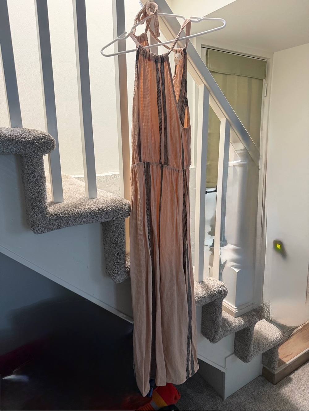 cloth & stone Peach and Navy Striped Halter Jumpsuit